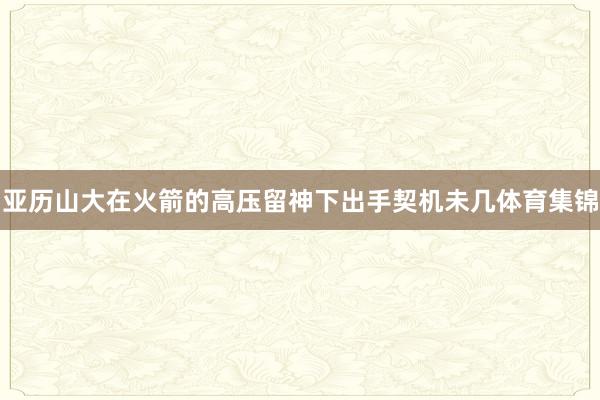 亚历山大在火箭的高压留神下出手契机未几体育集锦
