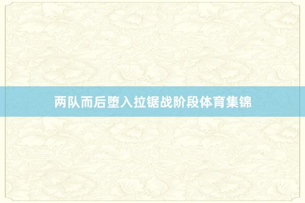 两队而后堕入拉锯战阶段体育集锦
