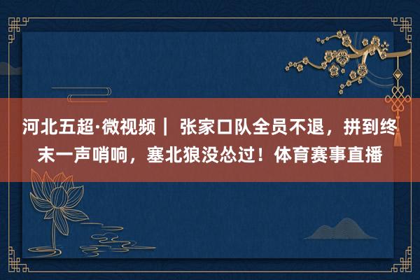 河北五超·微视频｜ 张家口队全员不退，拼到终末一声哨响，塞北狼没怂过！体育赛事直播