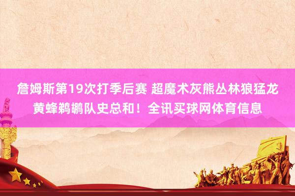 詹姆斯第19次打季后赛 超魔术灰熊丛林狼猛龙黄蜂鹈鹕队史总和！全讯买球网体育信息